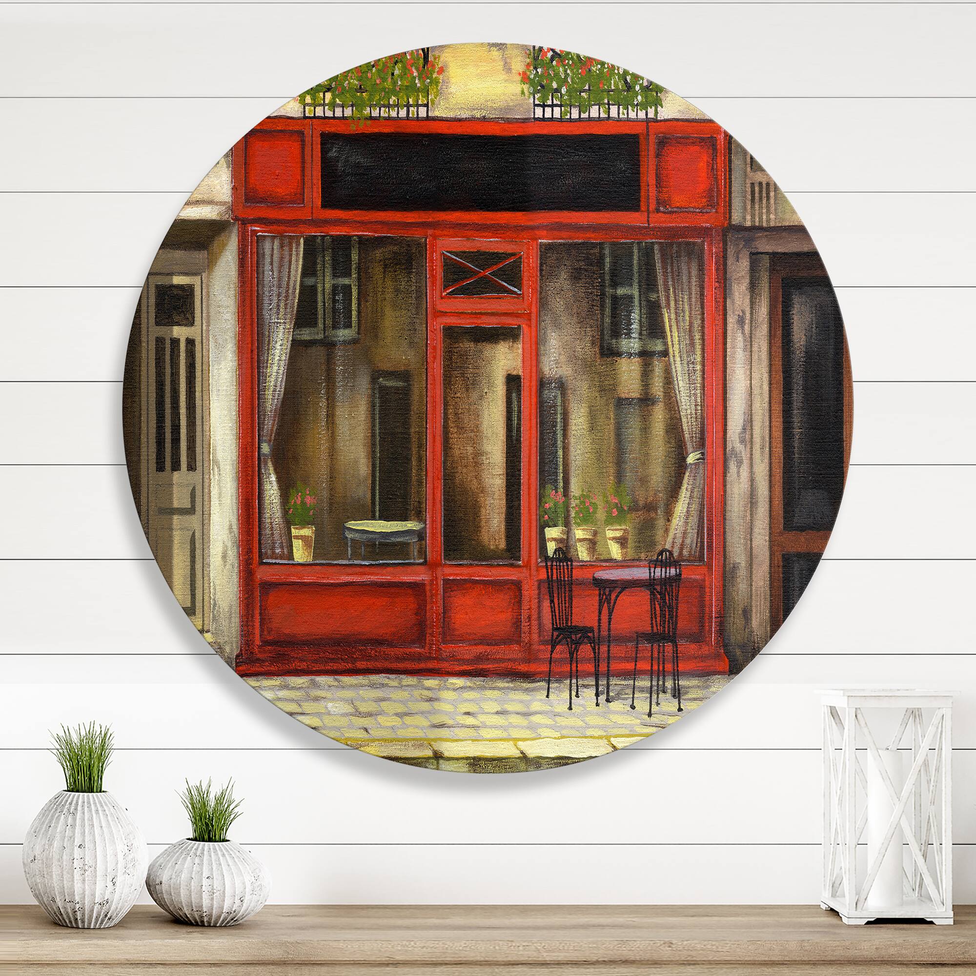 Designart - Red Facade of Charming Shop In Paris I